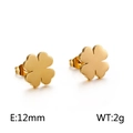 18K rose gold clover stud earrings in titanium steel measuring 12mm and 2g weight - Classic Polished Style (KE86579-K) / Gold