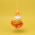 Handmade crochet Christmas tree ornament in white, yellow and orange gradient style - Gradient Yellow Christmas Car Hanging (With Large Bell)
