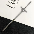 Silver vintage sword hair pin with intricate carved hilt for traditional hairstyle - Ancient Sword Hairpin / Color Retention Gun Black