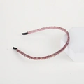 Pink purple double-row crystal beaded headband with comfortable non-slip protective tips - Double Row Crystal Purple
