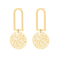 Detailed view of gold-tone hollow hoop earrings in titanium steel with a polished finish - E1045-Gold Geometric Hollow Hoop