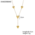 Detail der goldenen Y-Halskette mit vier Herzanhängern und verstellbarer 40+5cm langen Kette - Y-Form 3D Vier Herz Stil (XX46599BW0)