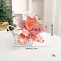 28cm rose gold artificial poinsettia flower with glitter for Christmas tree decor - Pink Mesh