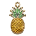 Golden pineapple pendant with green and yellow enamel for DIY jewelry making - Yellow Fruit Pineapple Small / 17x9mm