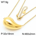 Polished golden chubby teardrop pendant necklace with mirror finish on white background - 32x18mm(KN251135-KFC)