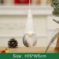 Gnomo di Natale in maglia bianco e grigio con barba bianca, misura 15x5cm dettagli - Bianco Stile B