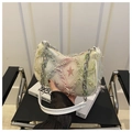 Star-patterned denim crossbody bag with pastel gradient stars and fringe details - Off-white Star