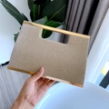 Glitzernde goldene Abendtasche mit Metallgriff für Damen, ideal für Partys und Bankette - Mit langer Kette / Champagner