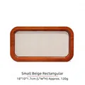 Rectangular walnut wood jewelry display tray with beige suede lining, size 18x10x1.7cm - Beige 18*10cm Solid Wood Tray
