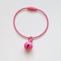 Pink wire keychain with matching metal bell for DIY bags and crafts accessories - Rose Red