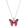 Close-up of a pink gradient butterfly pendant with rose gold necklace on white background - A2689-5 (Pink Gradient Butterfly)