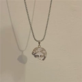 Silver titanium steel necklace featuring a vintage Venus portrait pendant on a metal chain - Venus (Titanium Steel Keel Chain)