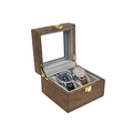 Boîte à montres en bois à 2 fentes avec couvercle en verre et coussins en velours - Boîte À Montres 2 Emplacements En Noyer Noir/Intérieur Gris