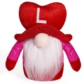 Gnome de la Saint-Valentin avec bonnet cœur rouge, lettre L blanche et manches à paillettes - Gnome Lettre L