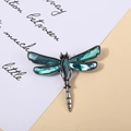 Broche de libélula plateado vintage con incrustaciones de concha de nácar iridiscente - Estilo 2-Azul Iridiscente
