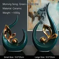 Sculture astratte in ceramica verde smeraldo e oro per decorazioni domestiche di lusso - Set da 2 pezzi / Verde Oro Set