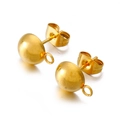 Gold-plated stainless steel half-ball stud earrings with loops for DIY jewelry making - Gold (KLJ623-Z)