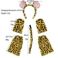Five-piece leopard print plush animal costume set for kids including ears and tail - Leopard Faux Fur Set Ears Tail Wrist and Leg Covers