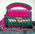 Bolso De Mano Rojo Rosa Tejido / Producto terminado