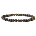 Polished 4mm unakite natural stone beaded elastic bracelet for men in green and red - Dragon Blood Stone