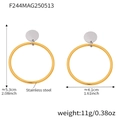 Detalle de aros grandes de acero inoxidable mostrando altura de 5,3 cm y peso del producto - Bicolor Oro y Plata