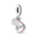Silver MOM charm with pink heart and infinity sign, Mother's Day gift for bracelet - Mom Infinity Symbol (PCT881)