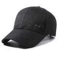 Minimalistische schwarze Sport-Baseballkappe für Herren mit silbernem Metall-SPORT-Logo - Verstellbar / Silbernes Etikett Grau