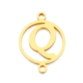 Golden stainless steel letter Q pendant charm with double loop for DIY jewelry making - Letter Q(KLJ5997-Z)