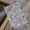 Autocollants d'ongles chromés argentés avec motifs lune, étoile et cœur au style gothique - Style Métallique Battement de Coeur Étoile Lune (to5069)