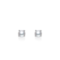 Elegant S925 sterling silver stud earrings featuring round white pearls in four-prong setting - June-ED3485 / 925 Silver
