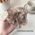 Sheer organza scrunchie in champagne brown finish, small size with 10cm diameter - 1# Bean Paste Color - Small