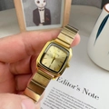 Orologio al quarzo quadrato dorato da donna con bracciale in metallo e quadrante classico - Oro
