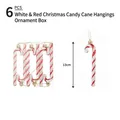 6er-Set rot-weiß bemalte 13 cm Weihnachtsstab-Anhänger mit Glitzer in einer Klarsichtbox - 13cm Rot-Weiß Bemalte Zuckerstangen-Ornamente (6er-Set)