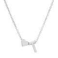 Silver-finish heart pendant necklace with letter T charm on a classic cable chain - Letter T (10062)