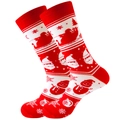 Festliche rot-weiße Weihnachts-Wadenstrümpfe mit Weihnachtsmann- und Rentier-Motiven - Größe 38-45 / Roter Weihnachtsmann