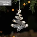 Transparent acrylic Christmas tree ornament with gold glitter 11x8.5cm decoration - Christmas Tree