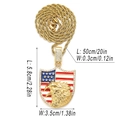 Detailed size specifications for gold plated eagle American flag pendant and chain - Shield Eagle (415) / Gold