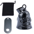 Black punk motorcycle guardian bell with knuckle duster relief and velvet gift pouch - Black (Bell + Bag + ID Tag)