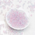 Frosted round glass beads with multi-color shimmer and gold flecks in a shell bowl - 8mm Water Blue with Gold Glitter