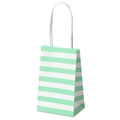 Mini mint green and white striped gift bag with twisted paper handles for packaging - Green