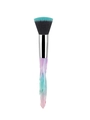 Cosmetic brush with iridescent crystal faceted handle and blue gradient soft bristles - Green Foundation Brush