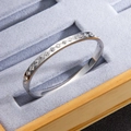 Elegante bracciale in acciaio al titanio argento con rombi e diamanti incastonati da donna - Color Acciaio