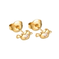18K gold plated stainless steel heart arrow earrings with central cubic zirconia stone - E923-B Cupid's Arrow