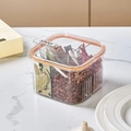 Boîte à épices transparente avec joint orange et quatre compartiments pour assaisonnements - 4 Grilles + 4 Cuillères / Orange transparent