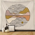 Tapiz de paisaje abstracto moderno con montañas geométricas en tonos tierra cálidos decorativo - 73X95CM (Cepillado Transfronterizo) / Beige