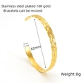 Adjustable 18K gold plated stainless steel twisted bangle with 6mm braided texture - Wheat Braid Style (ZYG670)