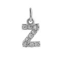 Silver micro-pave zircon letter Z pendant charm for DIY jewelry making projects - Steel-Z
