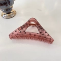 Detail of purple translucent triangle hair claw clip with stylish black polka dots - 11.5cm (Large) / Tomato Red (Purple Dot)