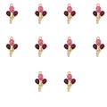 Detail of 10-piece gold balloon pendants with pink and red enamel for DIY jewelry making - Style 9-Heart Balloon