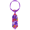 Halloween purple pet necktie with adjustable collar and pumpkin bat holiday patterns - Purple Festival Mixed (NT267-9)
